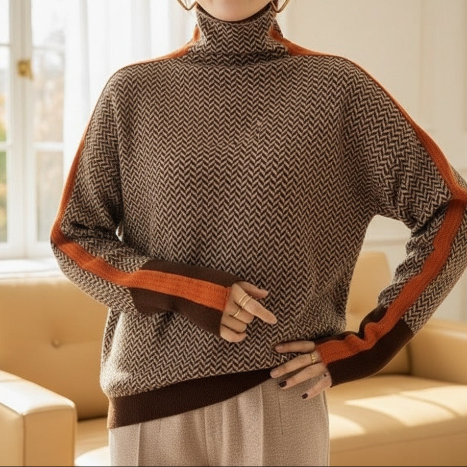 Eleanor | Luxe Herringbone Turtleneck