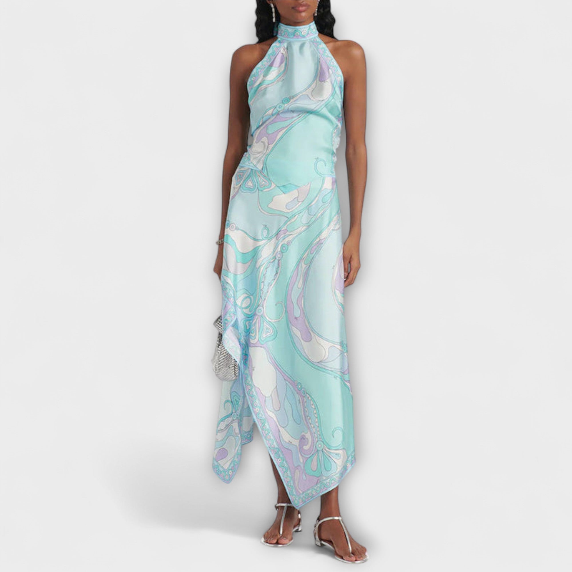 Everly - Set mit Neckholder-Top und asymmetrischem Midi-Rock