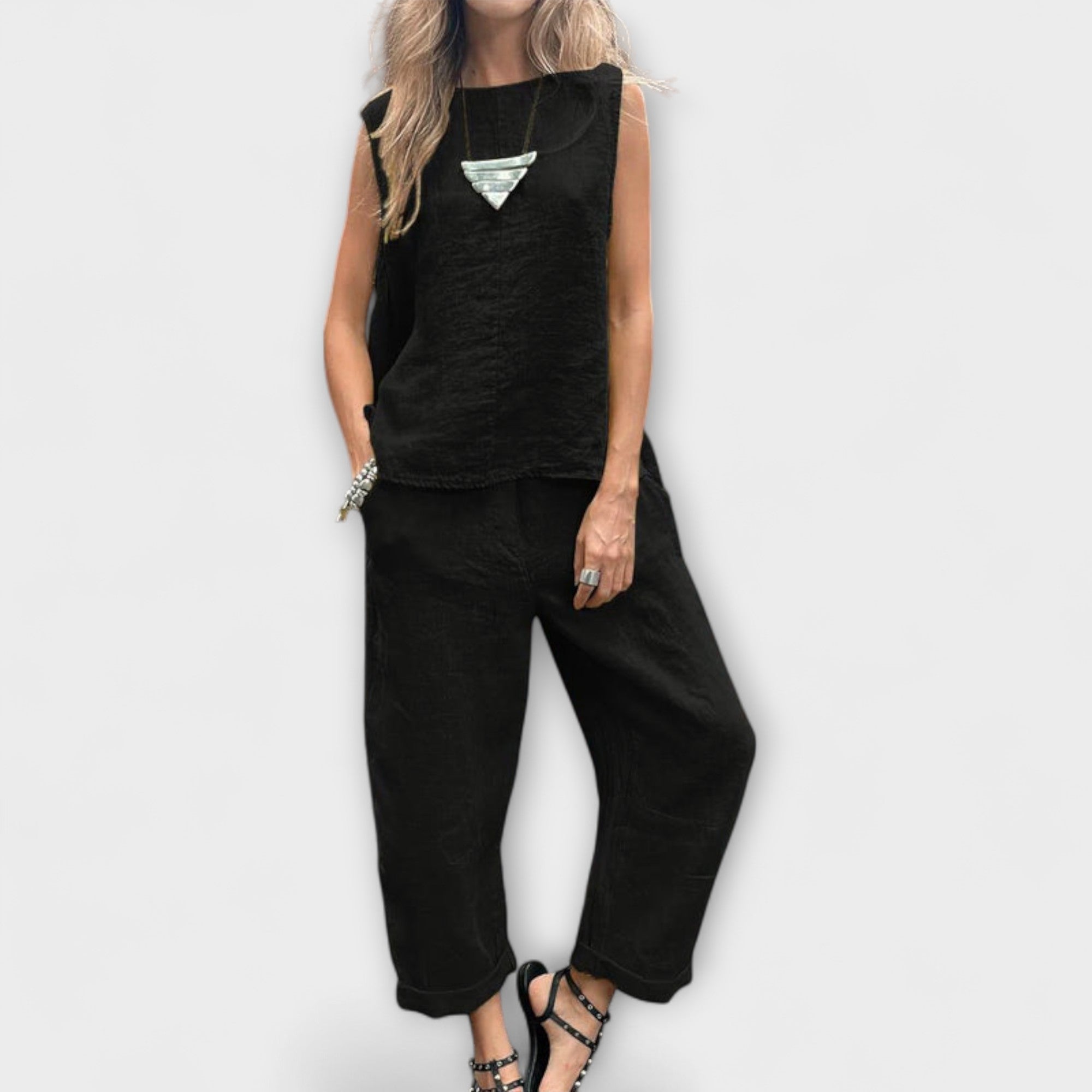 Jennifer - Lässiges Baumwolle-Leinen Ensemble