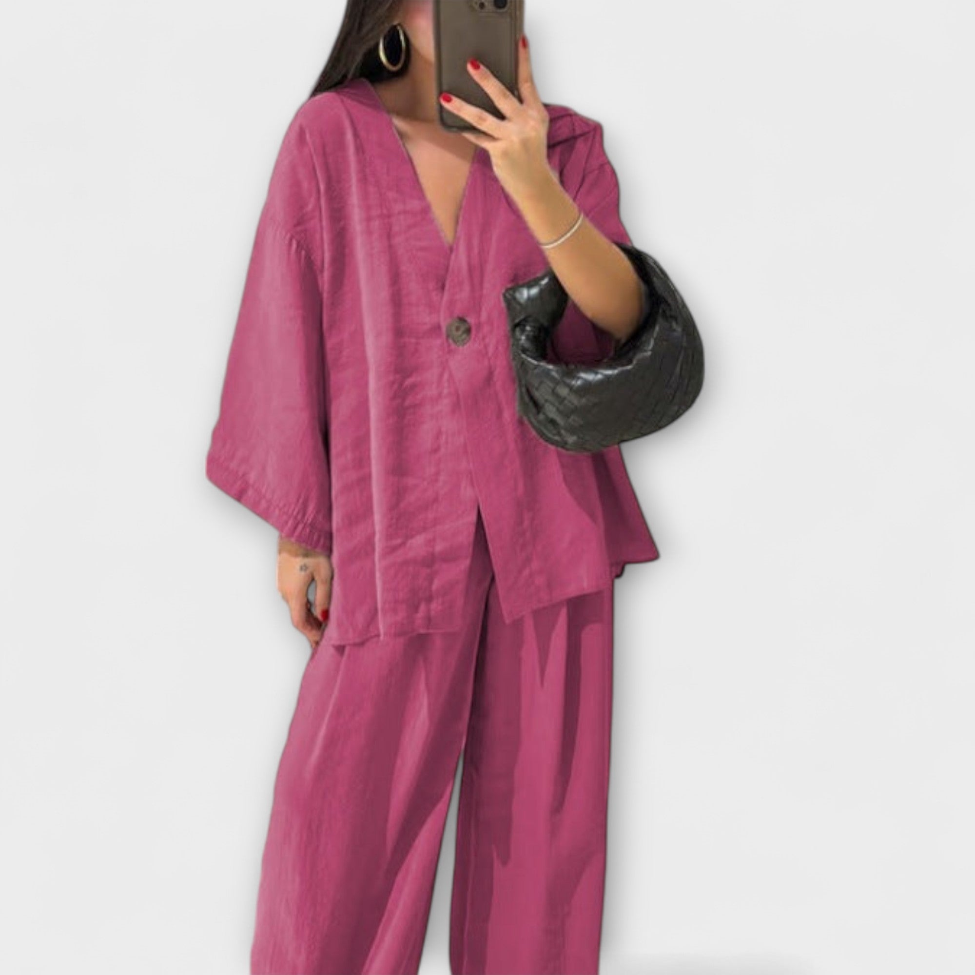 Aurora - Entspanntes V-Ausschnitt Top mit passender Hose