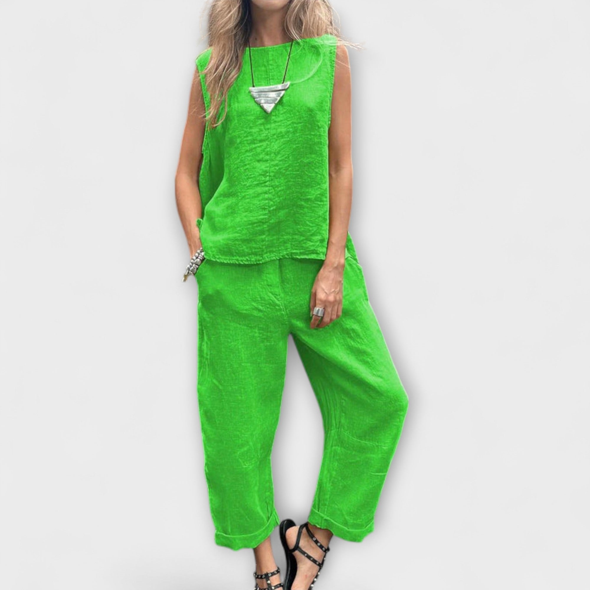 Jennifer - Lässiges Baumwolle-Leinen Ensemble