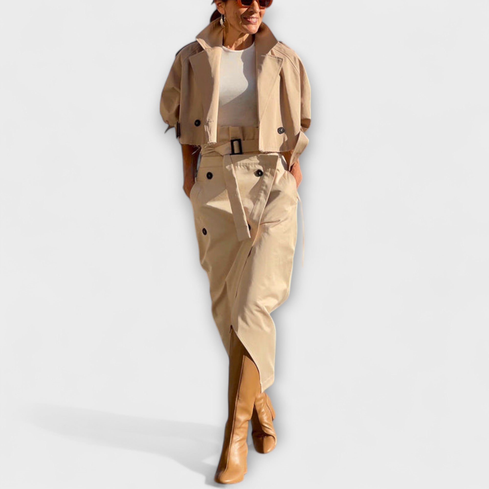 Aurora - Elegante Midi-Rockjacke mit praktischen Taschen