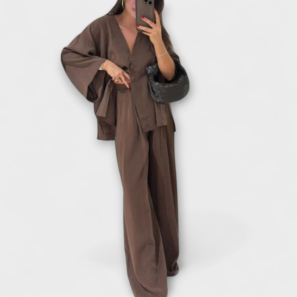 Aurora - Entspanntes V-Ausschnitt Top mit passender Hose