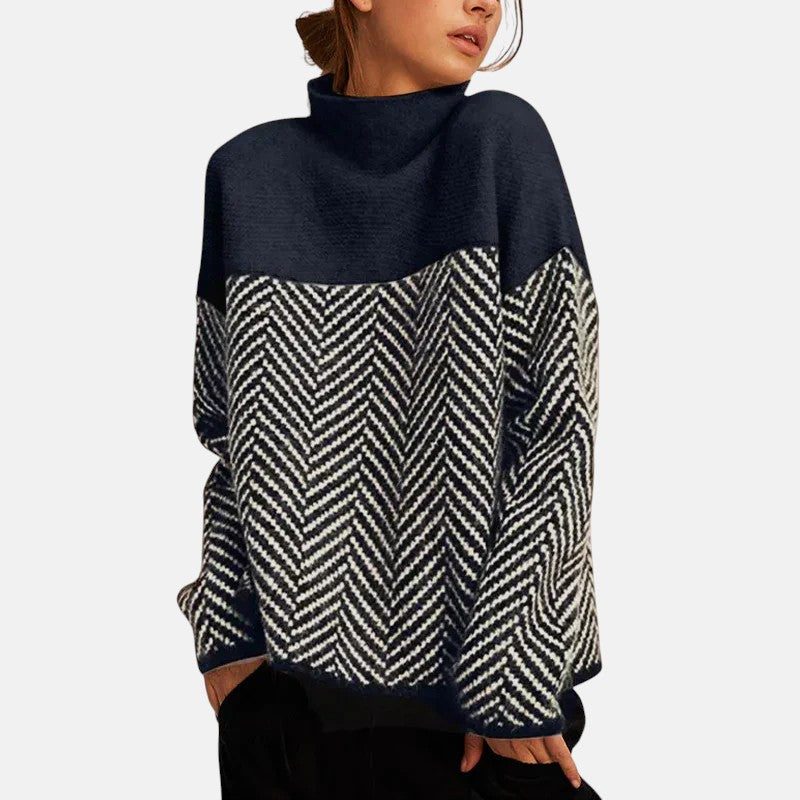 Eva - Fischgrät-Muster Strickpullover