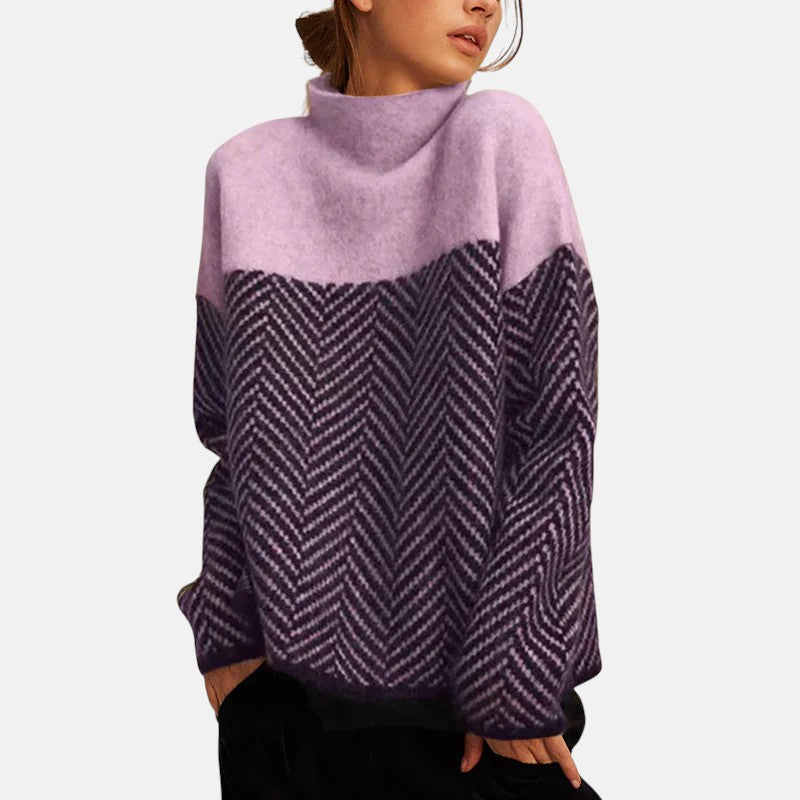 Eva - Fischgrät-Muster Strickpullover