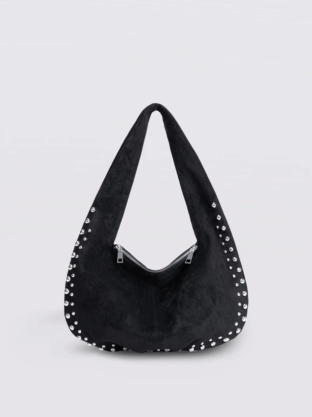 Studded Suede Shoulder Bag