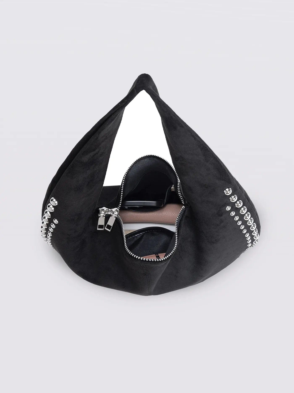 Studded Suede Shoulder Bag