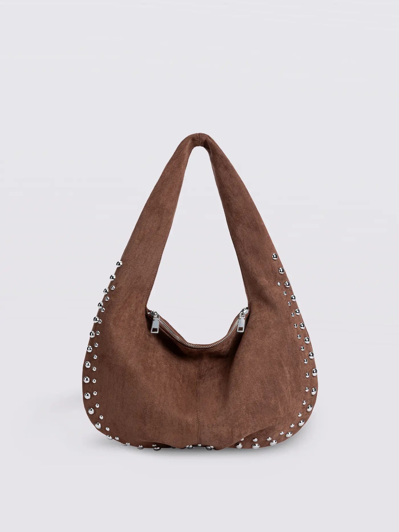 Studded Suede Shoulder Bag
