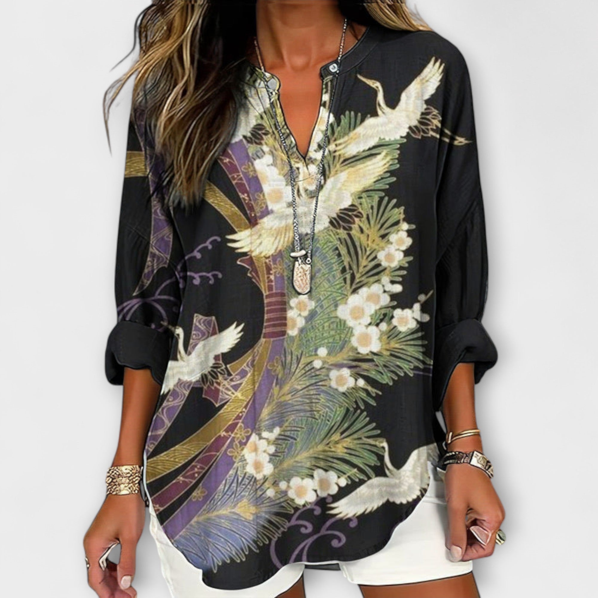 Ellie - Bluse mit Botanischem Eleganz-Design