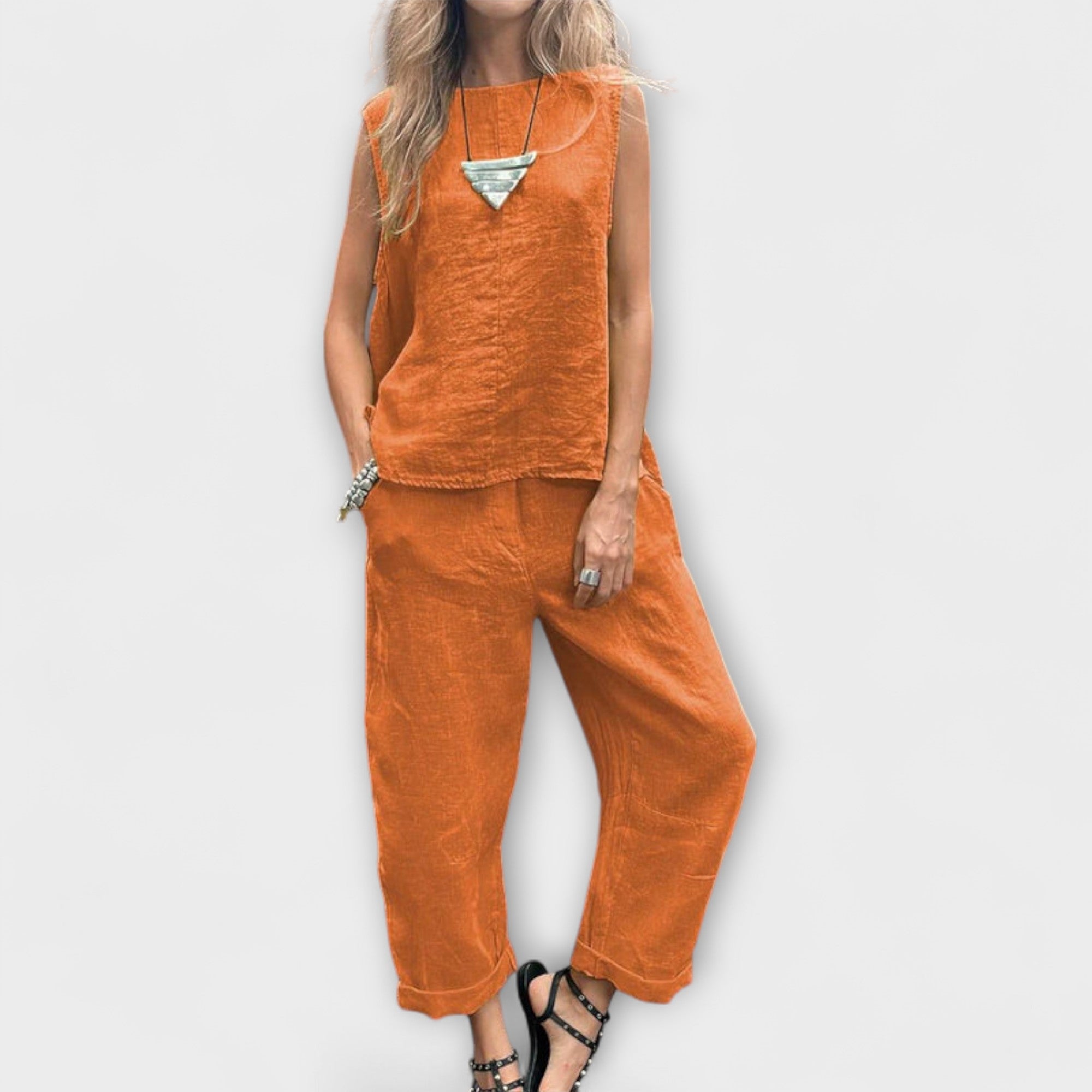 Jennifer - Lässiges Baumwolle-Leinen Ensemble