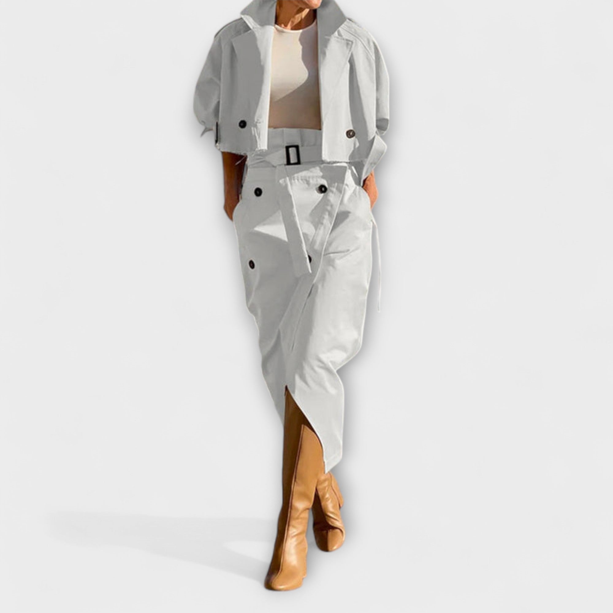 Aurora - Elegante Midi-Rockjacke mit praktischen Taschen