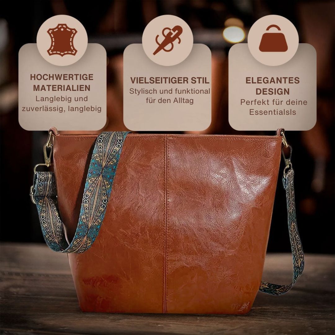 Greta - Vintage-Lederhandtasche mit Schultergurt