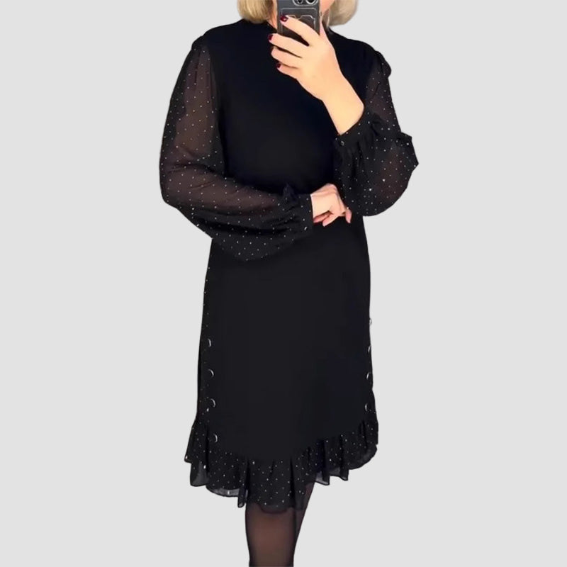 Marélle | Gepunktetes Midikleid mit Stufen