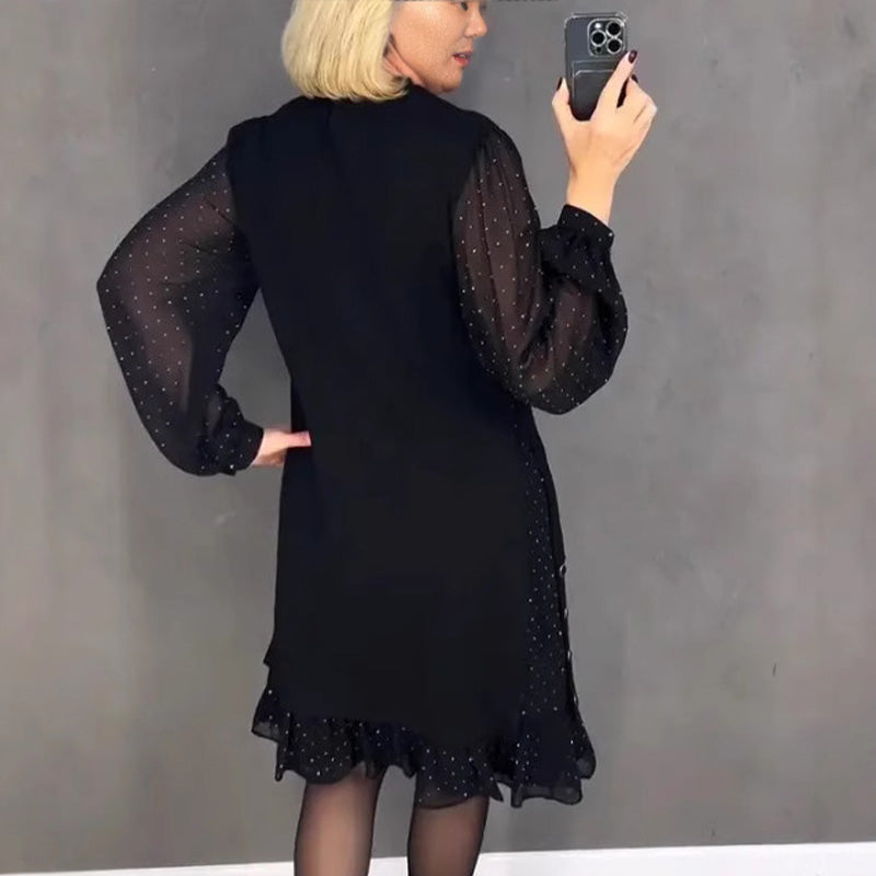 Marélle | Gepunktetes Midikleid mit Stufen