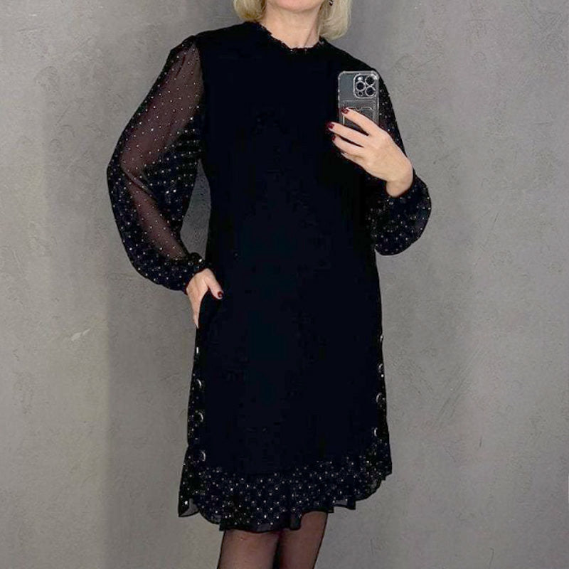 Marélle | Gepunktetes Midikleid mit Stufen